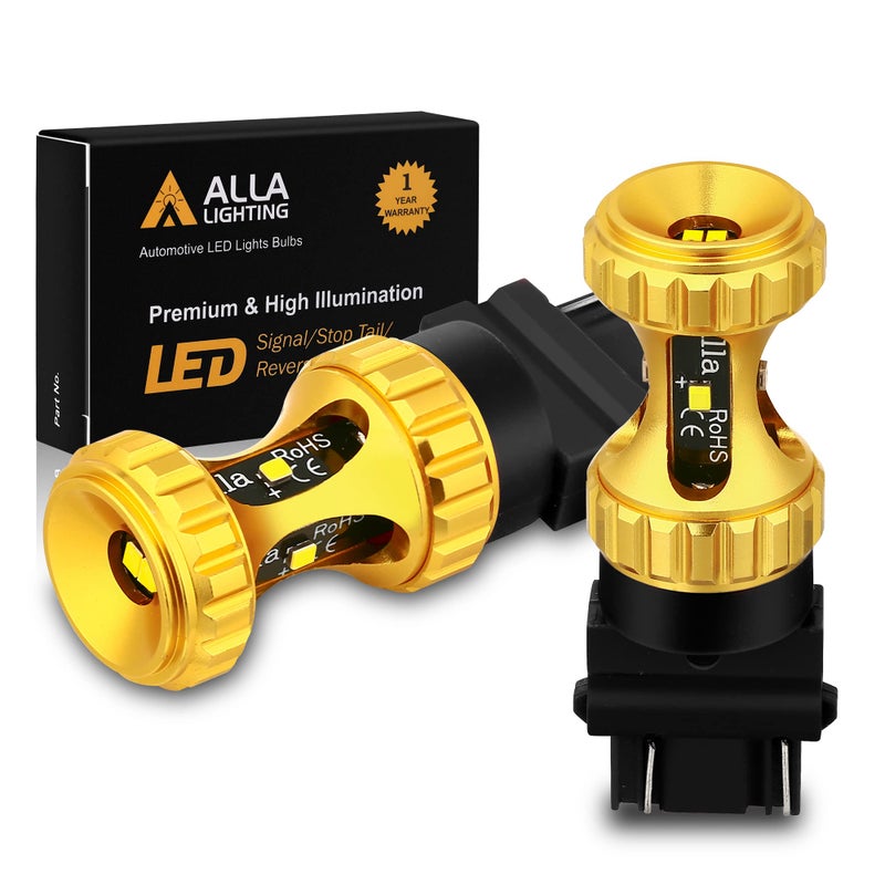 Alla Lighting 3000lms T25 3156 3157 LED White Bulbs, Super Bright 3047 3057 3457 4157 4057 3155 Back-up Reverse, Turn Signal, Brake Tail Lights Lamps - Image 1